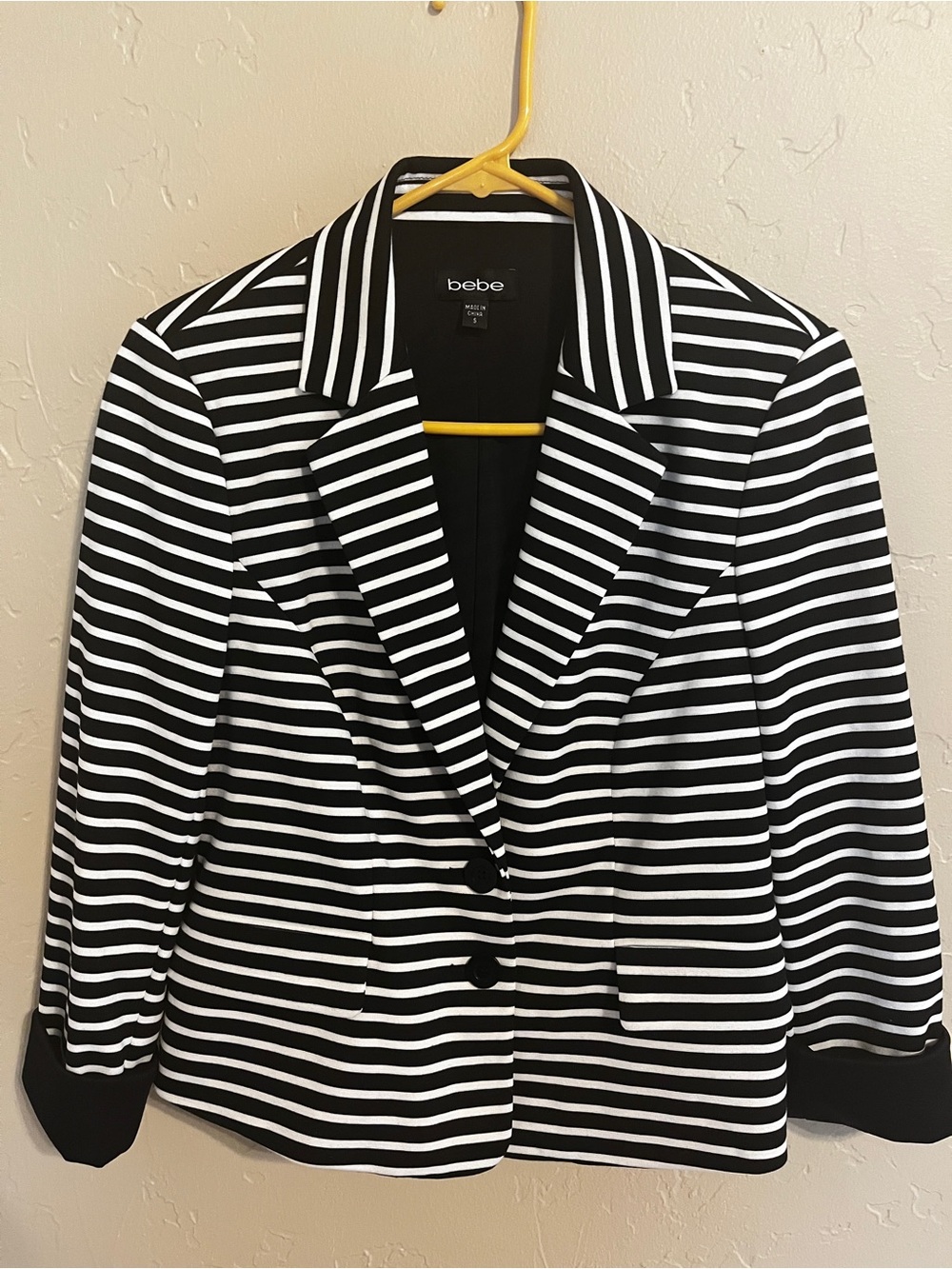 bebe Black & White Striped Women's Blazer small
